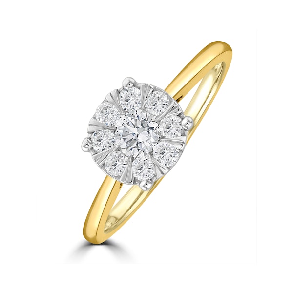 0.50ct Lab Diamond Cluster Solitaire Ring H/Si in 9K Gold - Image 1