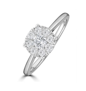 0.50ct Lab Diamond Cluster Solitaire Ring H/Si in 9K White Gold