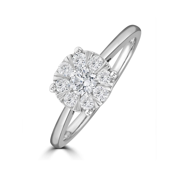 0.50ct Lab Diamond Cluster Solitaire Ring H/Si in 9K White Gold - Image 1