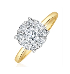 1 Carat Lab Diamond Cluster Solitaire Ring H/Si in 9K Gold