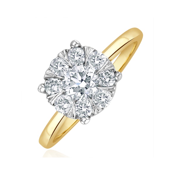 1 Carat Lab Diamond Cluster Solitaire Ring H/Si in 9K Gold - Image 1