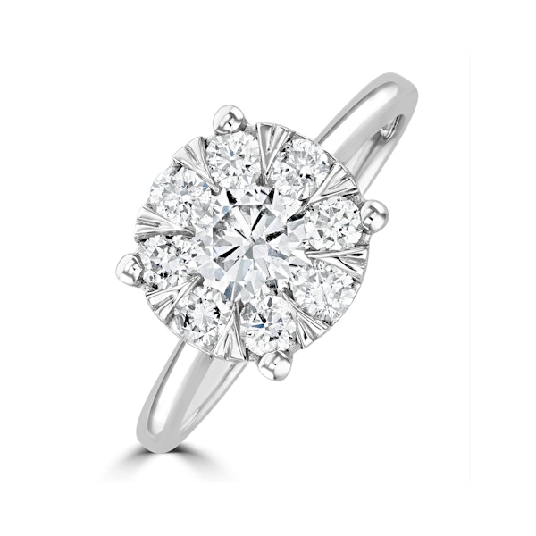 1 Carat Lab Diamond Cluster Solitaire Ring H/Si in 9K White Gold - Image 1