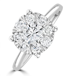 1 Carat Lab Diamond Cluster Solitaire Ring H/Si in 9K White Gold