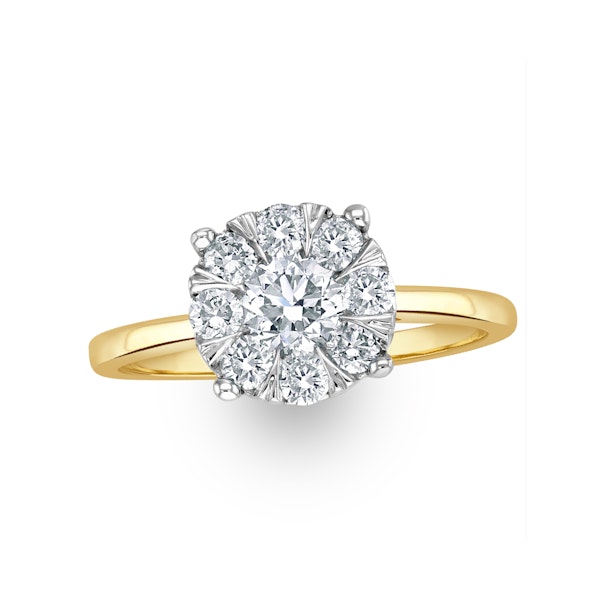 1 Carat Lab Diamond Cluster Solitaire Ring H/Si in 9K Gold - Image 2