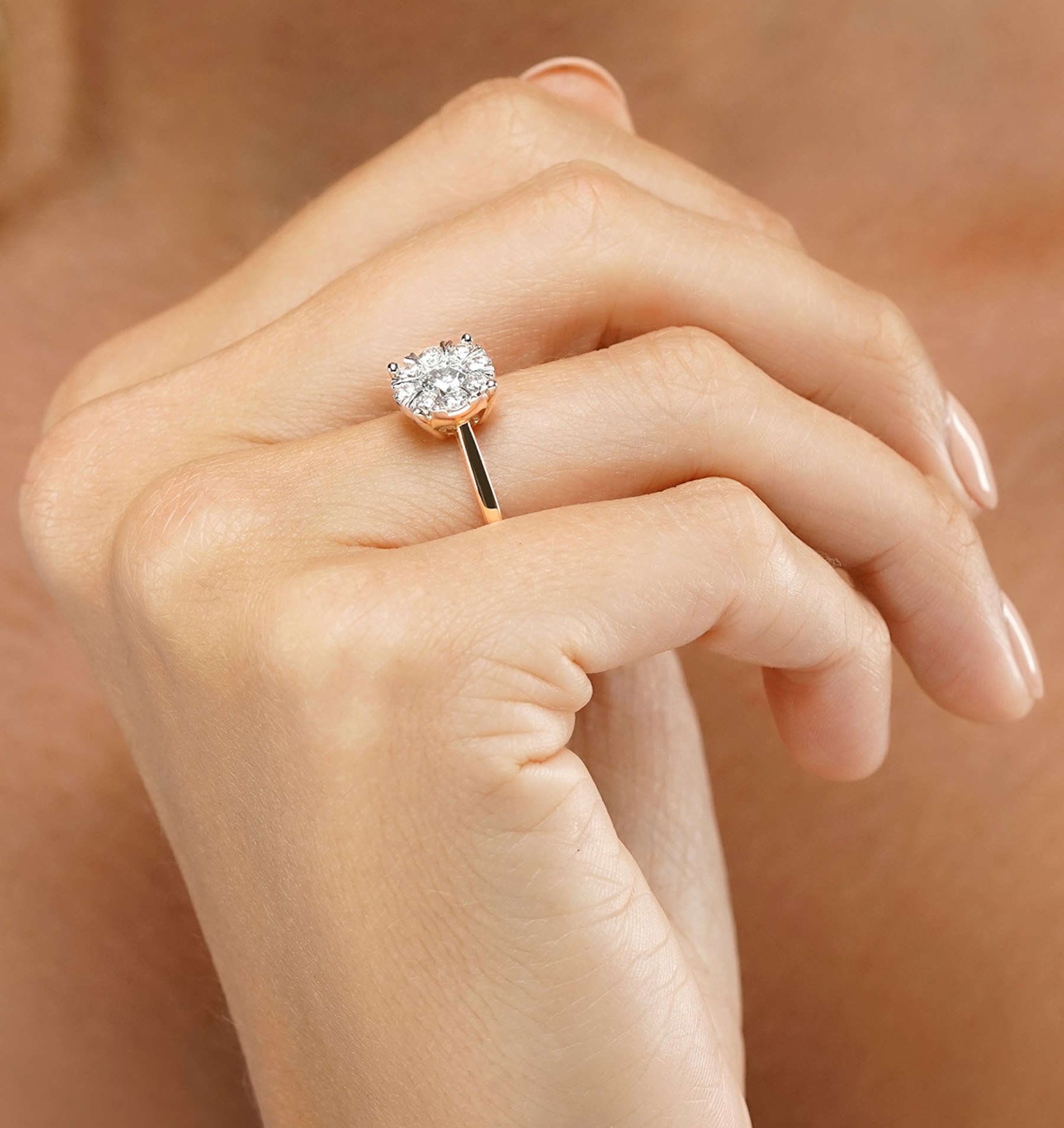 1 Carat Lab Diamond Cluster Solitaire Ring H/Si in 9K Gold Item NDE6237