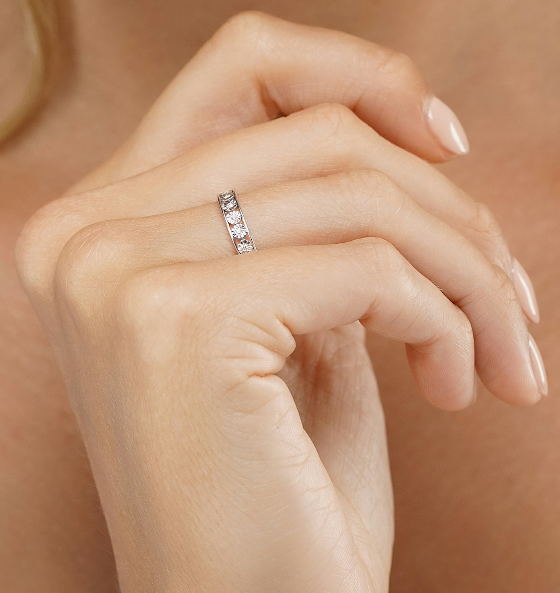 Channel Set Lab Diamond Eternity Ring 0.05ct in 9K White Gold Item