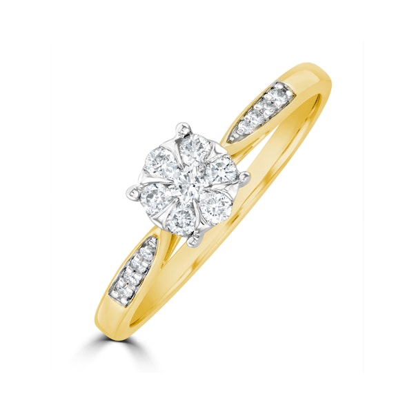 Lab Diamond Engagement Ring With Shoulders 0.25ct H/Si in 9K Gold - Image 1