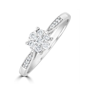 Lab Diamond Engagement Ring With Shoulders 0.25ct H/Si - 9K White Gold