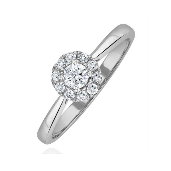 Lab Diamond Halo Engagement Ring 0.25ct H/Si in 9K White Gold - Image 1