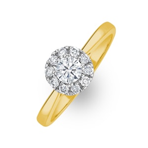 Lab Diamond Halo Engagement Ring 0.50ct H/Si in 9K Gold