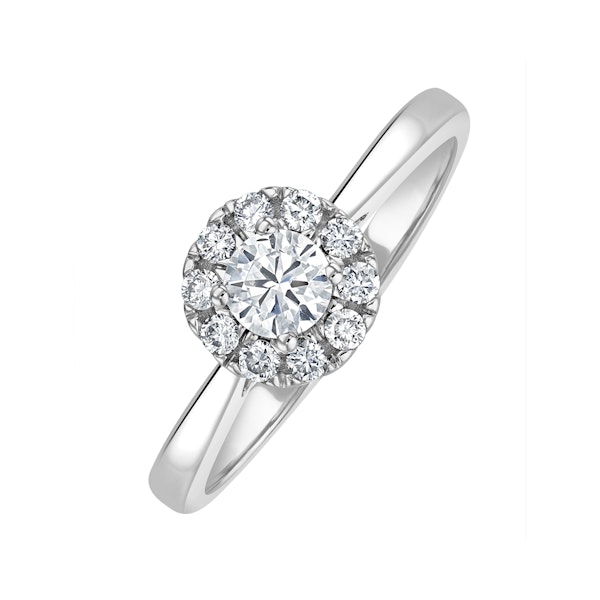 Lab Diamond Halo Engagement Ring 0.50ct H/Si in 9K White Gold - Image 1