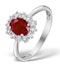 Ruby Ring With Lab Diamond Halo 7 x 5mm Set in 925 Silver - image 1