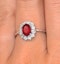 Ruby Ring With Lab Diamond Halo 7 x 5mm Set in 925 Silver - image 4