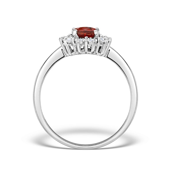 Ruby Ring With Lab Diamond Halo 7 x 5mm Set in 925 Silver - Image 3