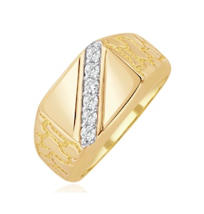 Mens Lab Diamond Signet Ring 9K Gold 0.25ct H/Si