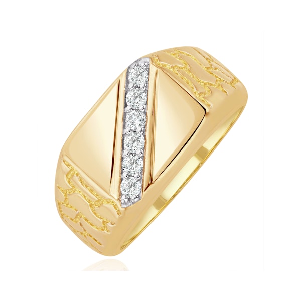 Mens Lab Diamond Signet Ring 9K Gold 0.25ct H/Si - Image 1