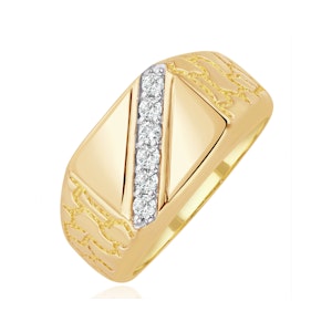 Mens Lab Diamond Signet Ring 9K Gold 0.25ct H/Si