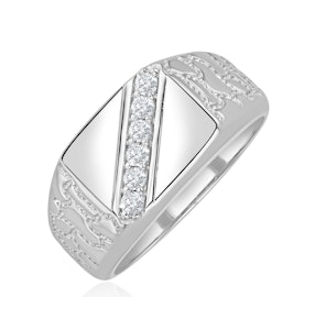 Mens Lab Diamond 0.25ct H/Si Signet Ring in 9K White Gold SIZE W