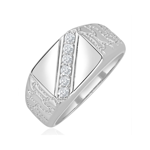 Mens Lab Diamond Signet Ring 0.25ct H/Si in Sterling Silver - Image 1