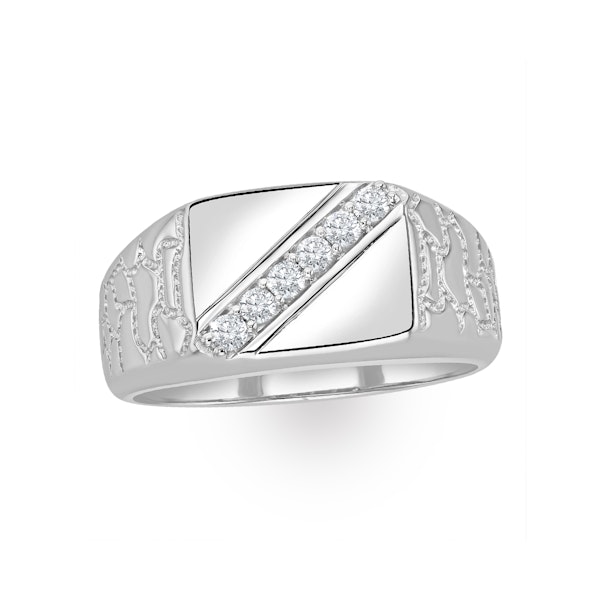 Mens Lab Diamond Signet Ring 0.25ct H/Si in Sterling Silver - Image 3