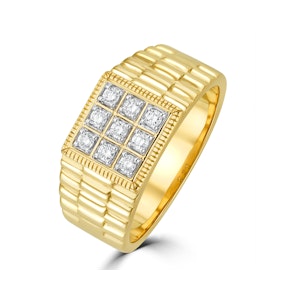 Mens Lab Diamond Design Ring 0.25ct H/Si in 9K Gold SIZE Q and T