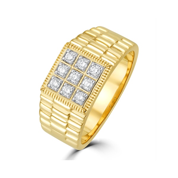 Mens Lab Diamond Design Ring 0.25ct H/Si in 9K Gold SIZE Q and T - Image 1