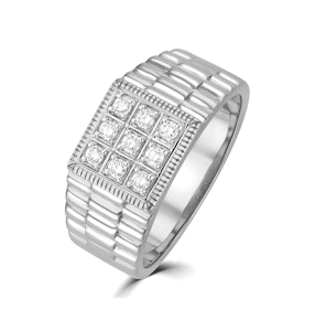 Mens Lab Diamond Design Ring 0.25ct H/Si in Sterling Silver