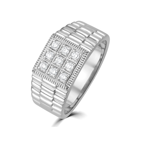 Mens Lab Diamond Design Ring 0.25ct H/Si in Sterling Silver - Image 1