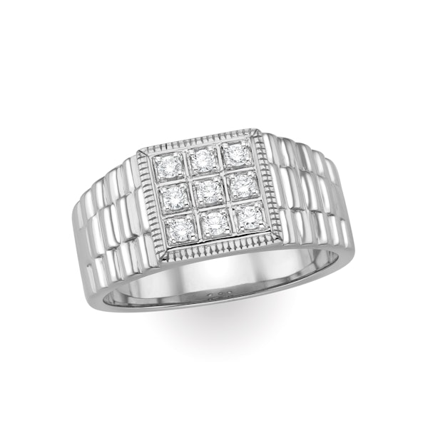 Mens Lab Diamond Design Ring 0.25ct H/Si in Sterling Silver - Image 2