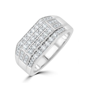 Mens Lab Diamond Pave Encrusted Ring 1ct H/Si in 925 Silver