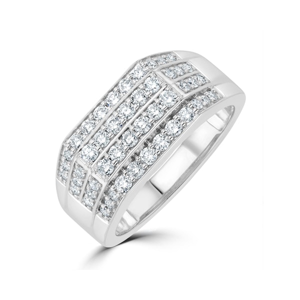 Mens Lab Diamond Pave Encrusted Ring 1ct H/Si in 9K White Gold - Image 1