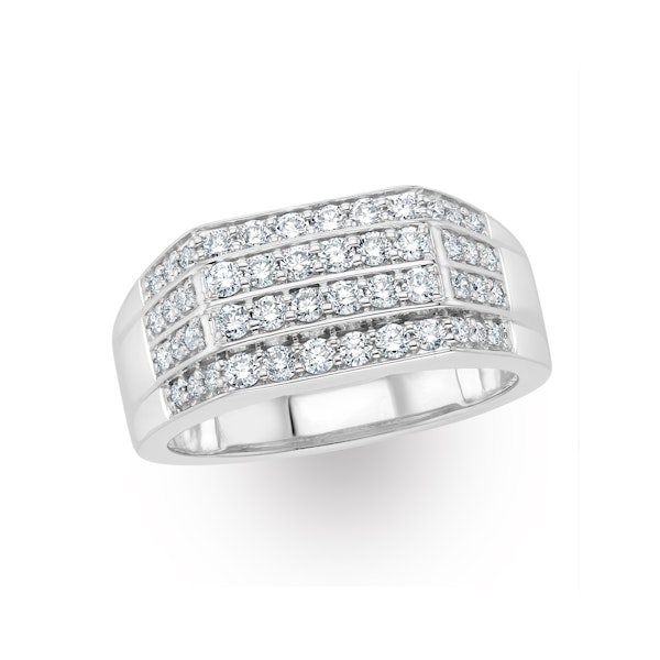 Mens Lab Diamond Pave Encrusted Ring 1ct H/Si in 9K White Gold - Image 3