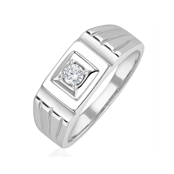 Mens Solitaire Signet Lab Diamond Ring 0.15ct in 925 Silver - Image 1