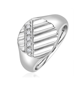 Mens Lab Diamond Signet Ring 0.07ct H/Si in 925 Silver