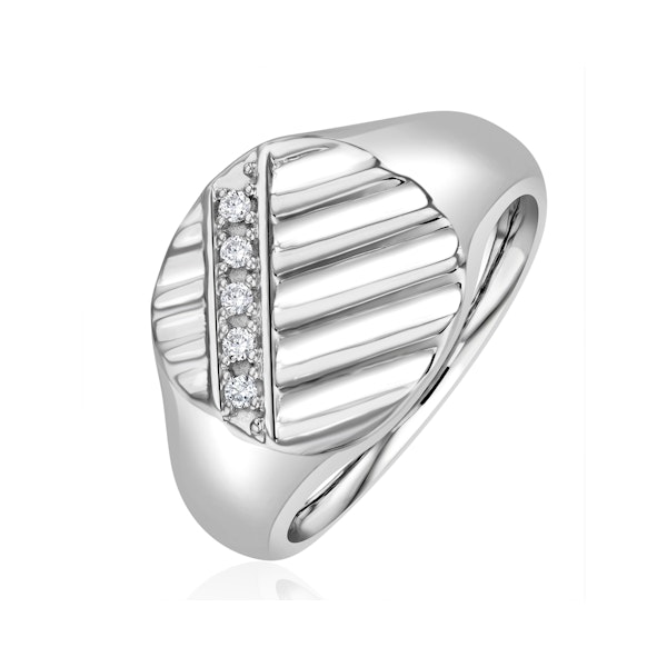 Mens Lab Diamond Signet Ring 0.07ct H/Si in 925 Silver - Image 1