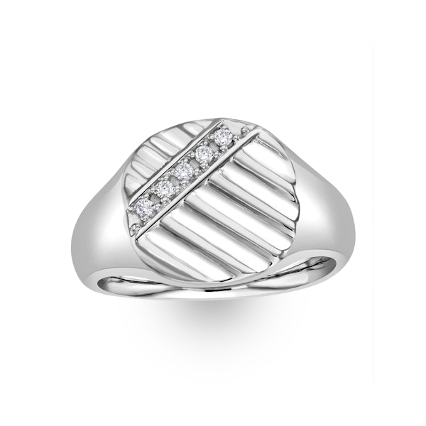 Mens Lab Diamond Signet Ring 0.07ct H/Si in 925 Silver - Image 5