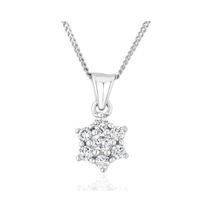 Lab Diamond Star Cluster Pendant Necklace 0.25ct H/Si 9K White Gold