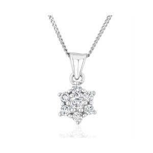 Lab Diamond Star Cluster Pendant Necklace 0.25ct H/Si 9K White Gold