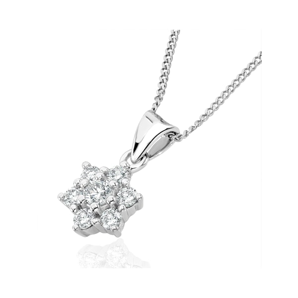 Lab Diamond Star Cluster Pendant Necklace 0.25ct H/Si 9K White Gold - Image 3