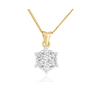 Lab Diamond Star Cluster Pendant Necklace 0.50ct H/Si in 9K Gold
