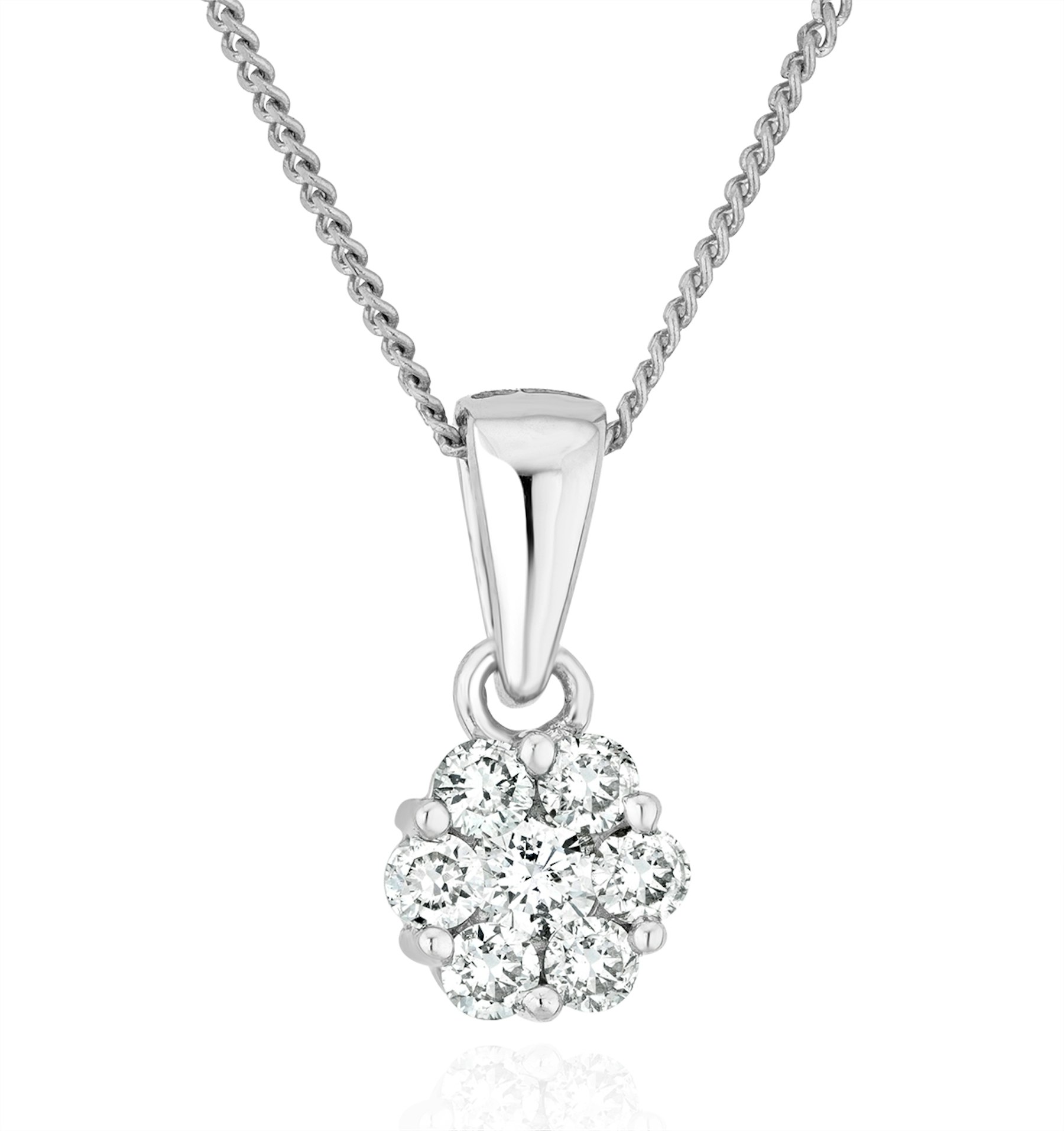 Lab Diamond Cluster Pendant Necklace 0.25ct H/Si in 9K White Gold