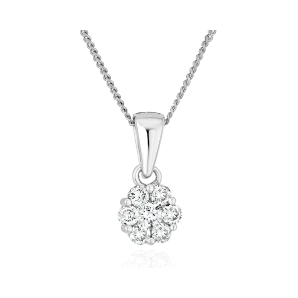 Lab Diamond Cluster Pendant Necklace 0.25ct H/Si in 9K White Gold - Image 1