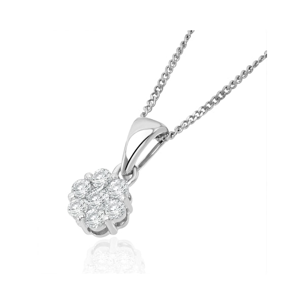 Lab Diamond Cluster Pendant Necklace 0.25ct H/Si in 9K White Gold - Image 2