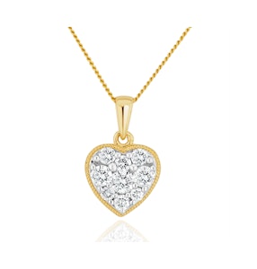 Lab Diamond Pave Heart Pendant Necklace 0.50ct H/Si in 9K Gold