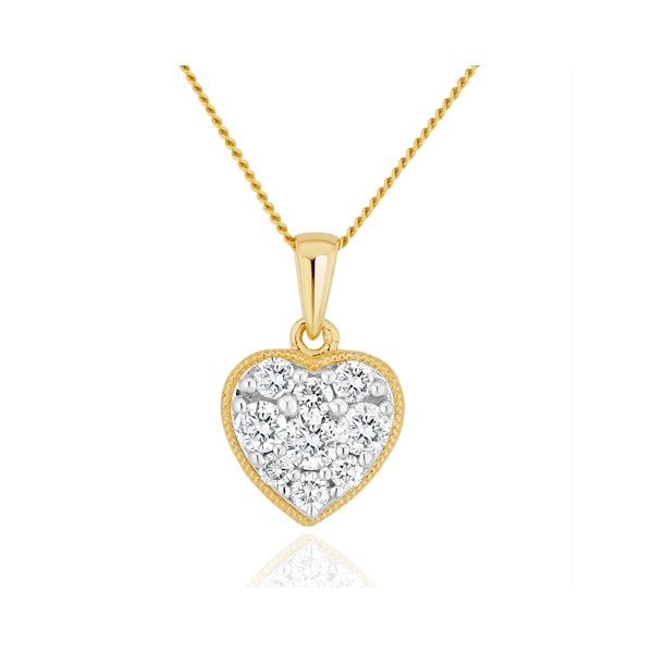 Lab Diamond Pave Heart Pendant Necklace 0.50ct H/Si in 9K Gold - Image 1