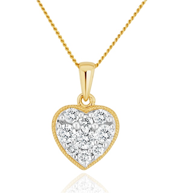Lab Diamond Pave Heart Pendant Necklace 0.50ct H/Si in 9K Gold - image 1