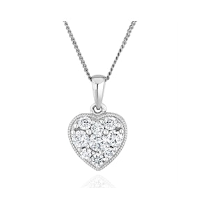 Lab Diamond Pave Heart Pendant Necklace 0.50ct H/Si in 9K White Gold