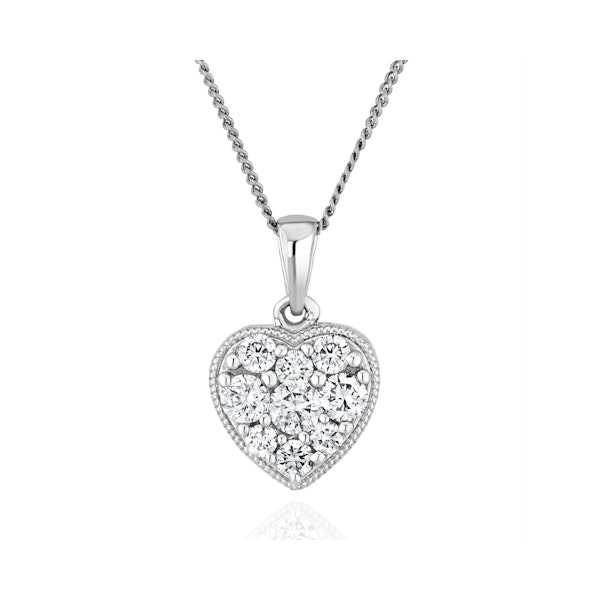 Lab Diamond Pave Heart Pendant Necklace 0.50ct H/Si in 9K White Gold - Image 1