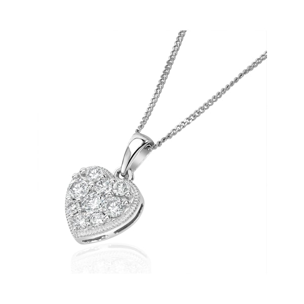 Lab Diamond Pave Heart Pendant Necklace 0.50ct H/Si in 9K White Gold - Image 3
