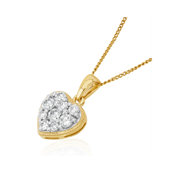 Lab Diamond Pave Heart Pendant Necklace 0.50ct H/Si in 9K Gold - Image 3